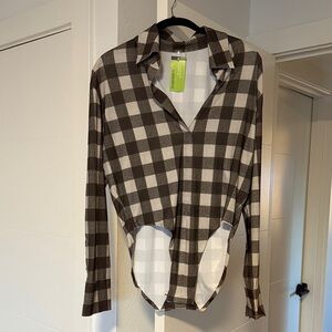 Green checkered body suit